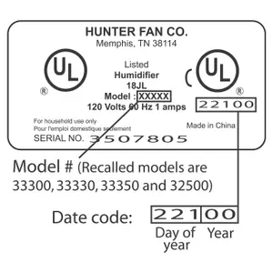 CPSC, Hunter Fan recalled product