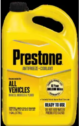 Prestone Products Corporation recalled product